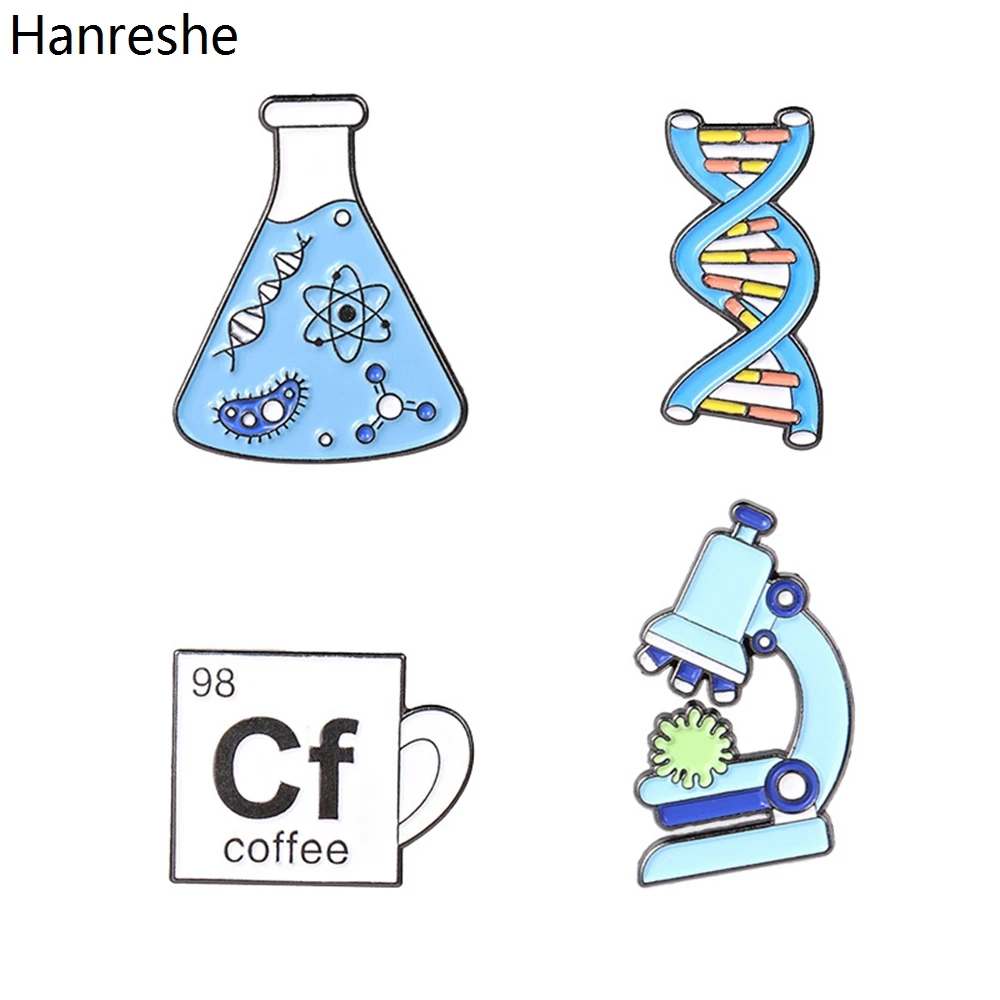 

Hanreshe Medical Enamel Biology Science Chemistry Lapel Brooch Pin DNA Microscope Beaker Cute Jewelry Badge for Doctor Students