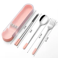 portable cutlery set fork spoon 304 stainless steel silverware tableware chopsticks dinnerware spoon flatware cutlery set
