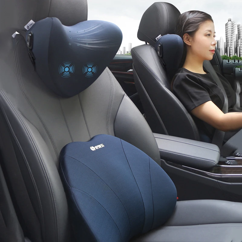

Car Electric Massage Pillow USB Charging Headrest Neck Pillow Antifreeze Memory Foam Seat Support Cushion Cover Auto Accessories