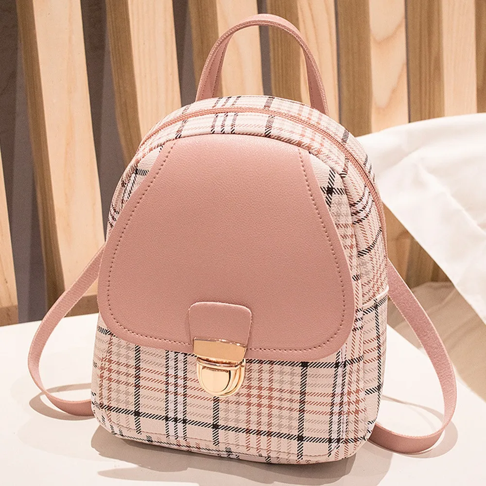 

Mini Backpack Crossbody Bag For Teenage Girl Plaid Women Shoulder Phone Purse Korean Style New Trendy Female 2021