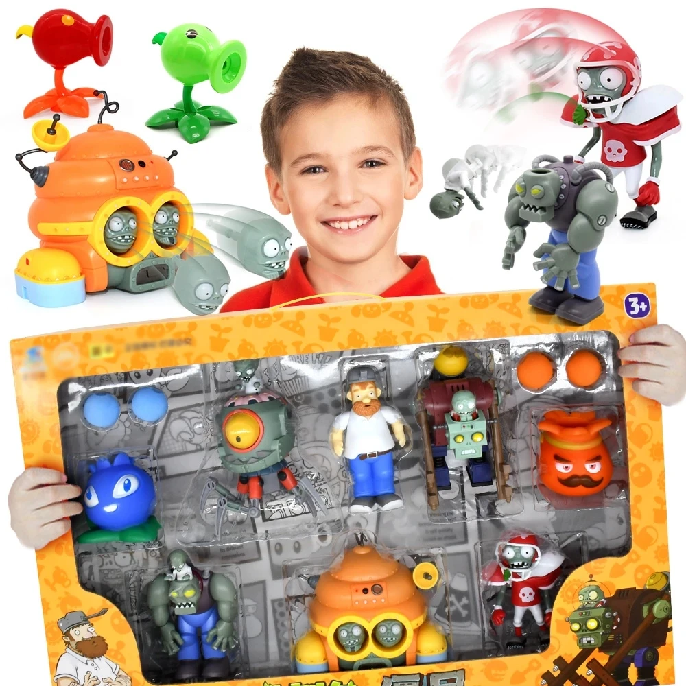 

New Role Plants Pea Shooting Zombie 2 Boss Full Set Gift for Boys Ejection Anime Children's Dolls Action Figure Model Toy No Box