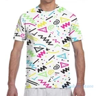 Футболка неоновая с коротким рукавом для мужчин и женщин, модная рубашка в стиле ретро 80-х, с рисунком каракули для мальчиков и девочек, розовая, зеленая, синяя, желтая, топы