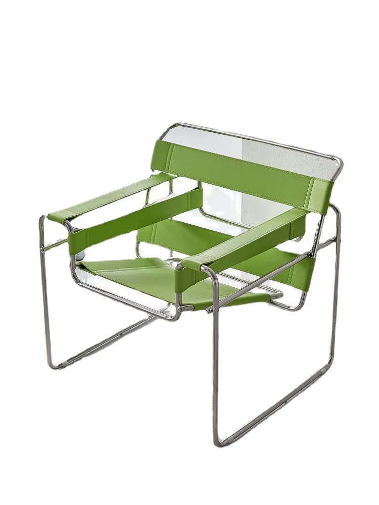 

TT Saddle Leather Chair Vassili Nordic Designer Mid-Ancient Chair Stainless Steel Single Retro Casual Chair