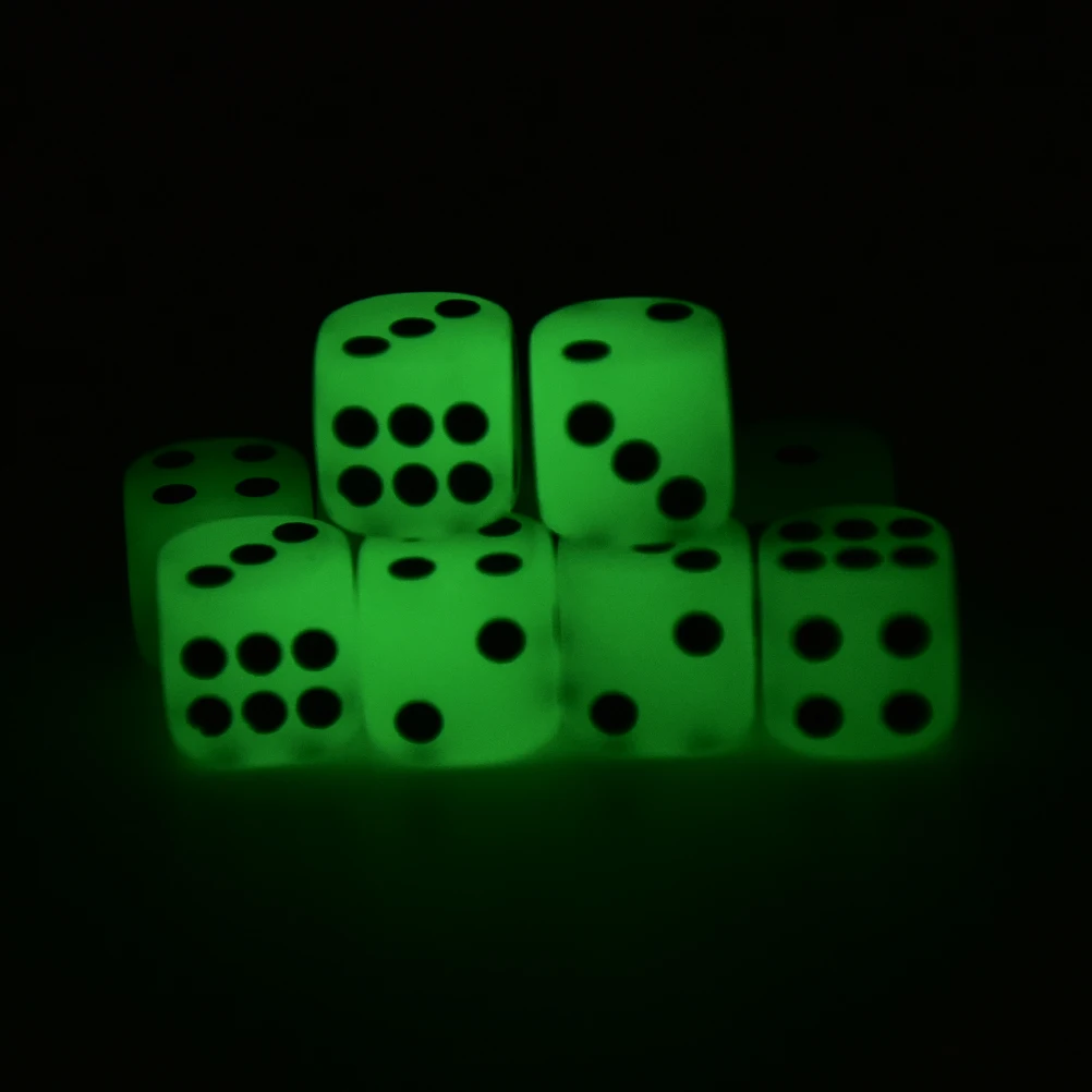 

10Pcs/set Cubes 6 Side 14mm luminous dices Toy Fun Board Game Night Bar Entertainment Game Dice Noctilucent Dice