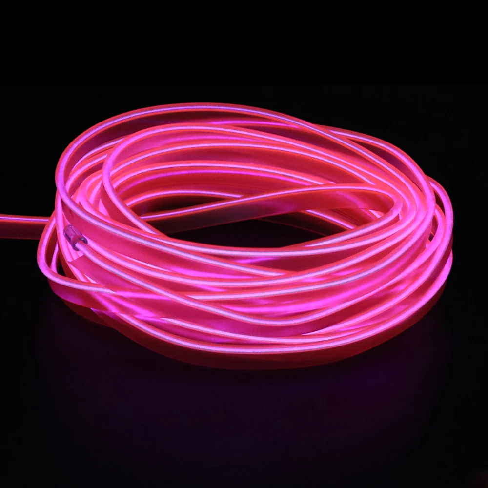 Светодиодный неоновый светильник Гибкий EL Wire DC 3V 1m 2m 3m 5m полоса 6 мм светодиодный
