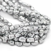 468mm natural hematite stone plated silver color skull head spacers loose beads for diy jewelry making necklace findings