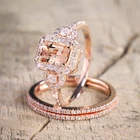 Комплект свадебных колец Milangirl для женщин, роскошные ювелирные украшения с кубическим цирконием, заполненные кристаллами циркония, обручальное кольцо
