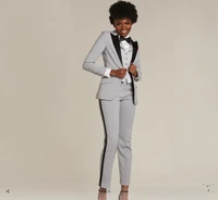 womens 3 piece slim business work wear party wedding tuxedo gray pants set blazer pantsvest