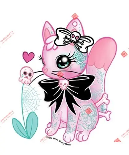 

Beautiful Cute Pink Cat Girl Girl Pink Skull Flower Crossbone Bow Sticker/decal