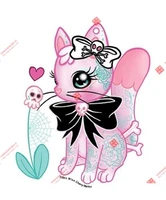 beautiful cute pink cat girl girl pink skull flower crossbone bow stickerdecal