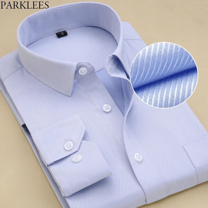 Blue twill Брендовые белые мужские рубашки с длинным рукавом Chemise Homme модные деловые Дизайнерские Мужские приталенные Рубашки повседневные рубашки Camisa Social - Цвет: Blue twill