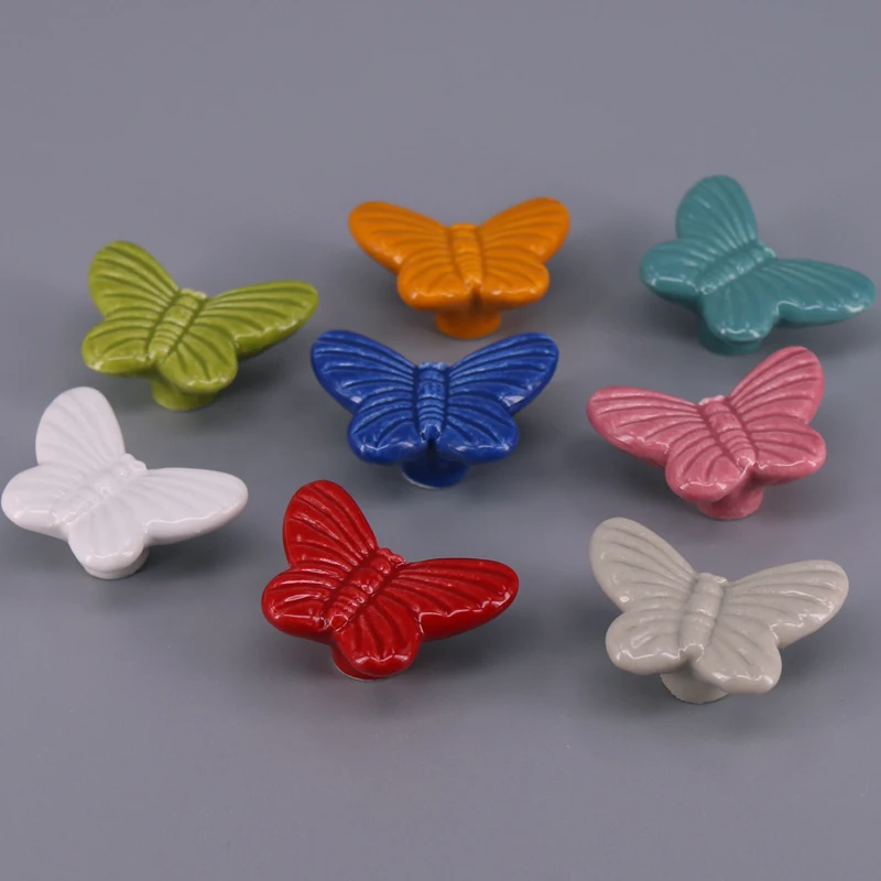 1 шт. Красочные керамические ручки в форме бабочки для украшения детской спальни