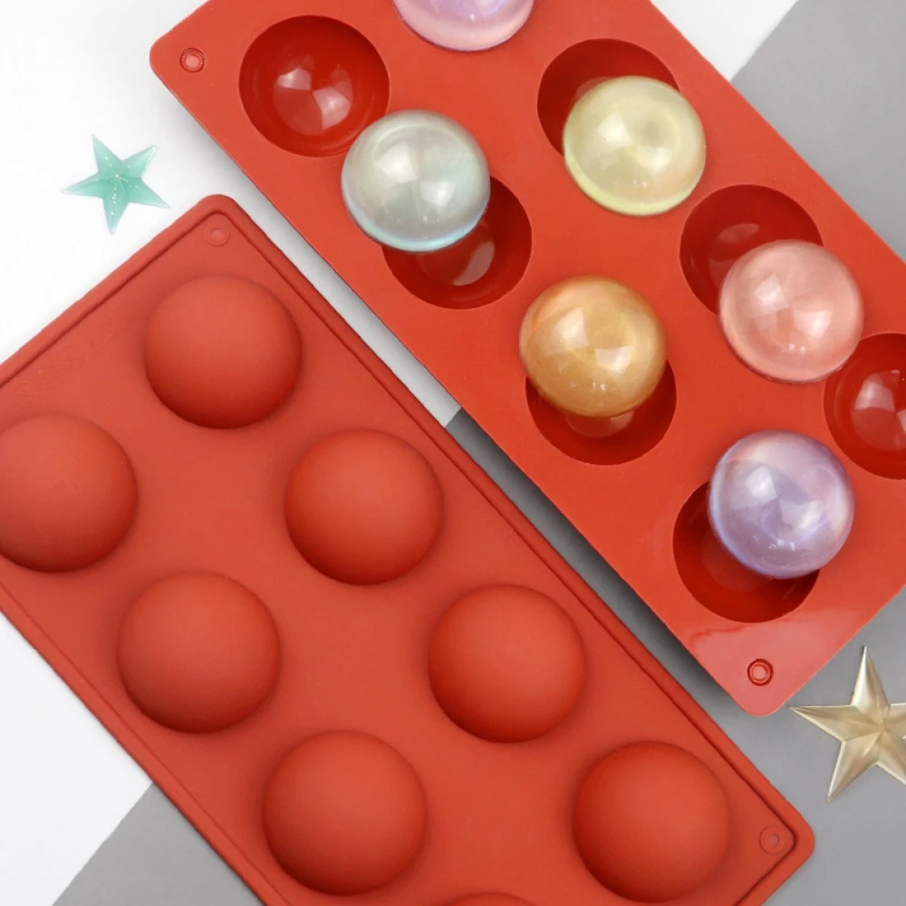 

8-Hole Hemispherical Cake Silicone Mold Chocolate Hemisphere Mousse Dessert Pudding Ice Cream Ball Ice Mold For Baker Tool