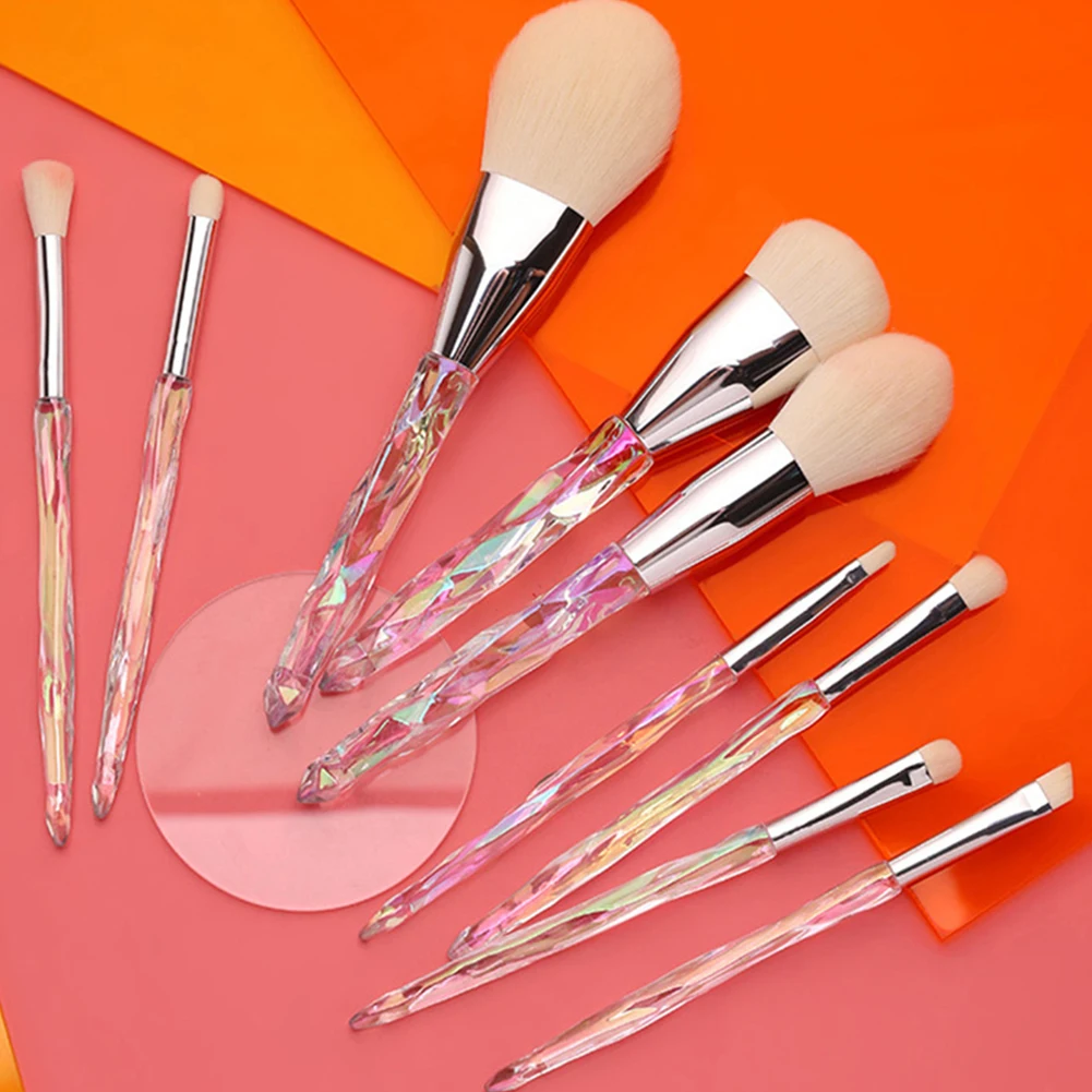 

Cosmetic Brush Set 10PCS Crystal Makeup Brushes Kit Transparent Diamond Handle Super Soft Eyeshadow Concealer Lip Eyebrow Powder