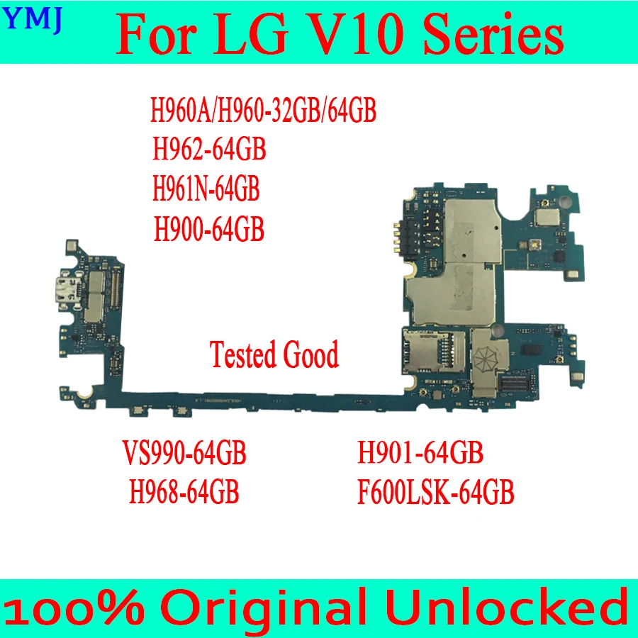 

Материнская плата для LG V10 H960A H960 H961N H900 H901 VS990 F600LSK H968 H961, оригинальная разблокированная материнская плата с системой ОС Android