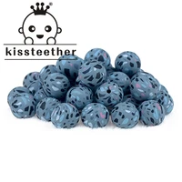 kissteether silicone bead teether round printing 5pc 15mm food grade materials diy crafts baby teether safe rattle beads