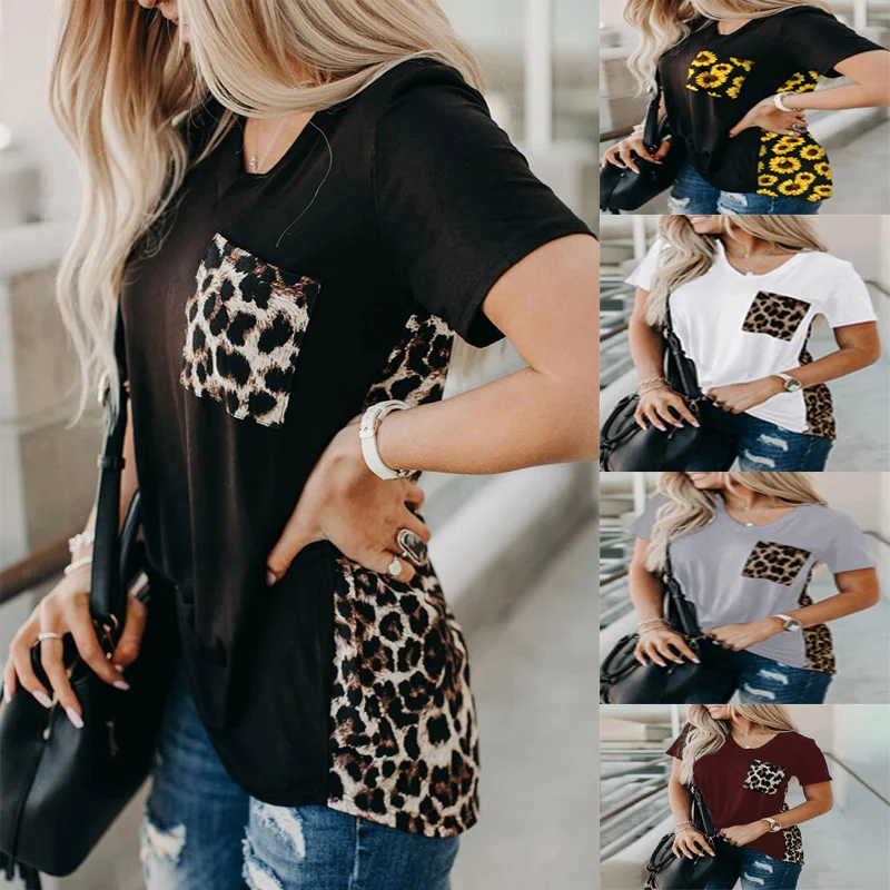

2021 summer new loose size leopard print women's short sleeve long sleeve T-shirt