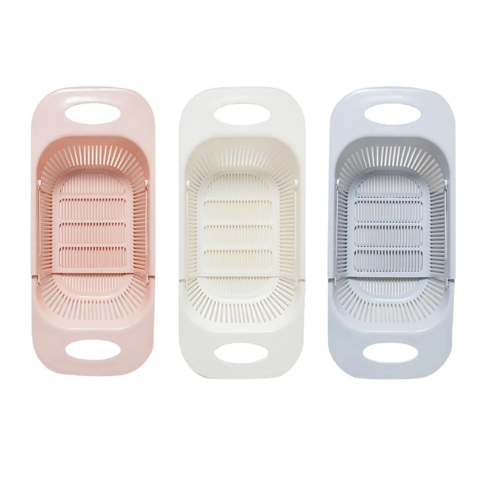 

Adjustable Over the Sink Colander Strainer Basket Extendable Colander Fruits Vegetables Drain Basket for Kitchen