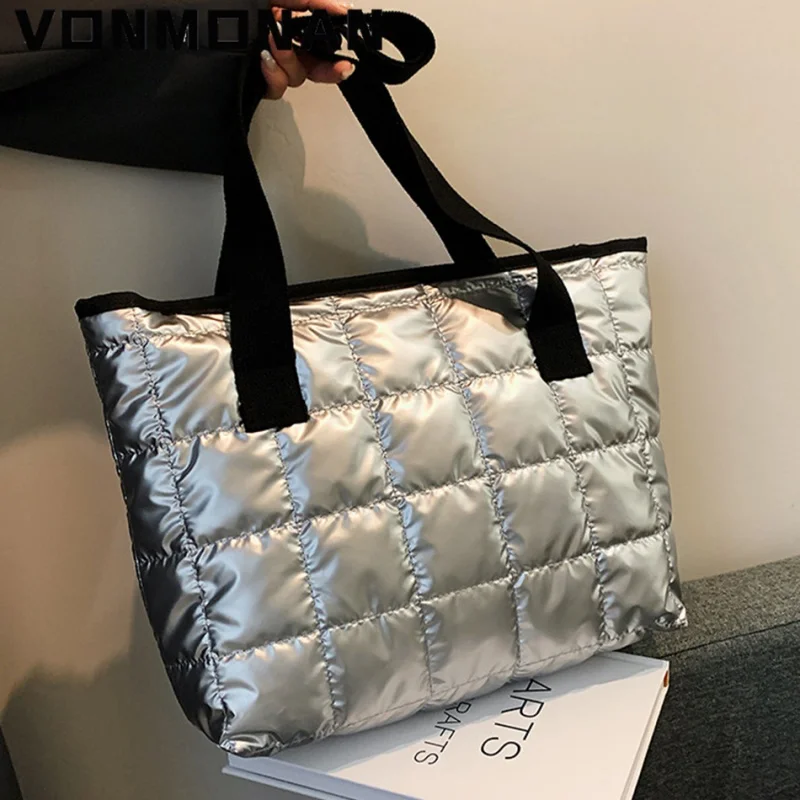 

Women Winter Bag Luxury Space Down Handbag Female Cotton Large Capacity Sac Ladies Shoulder Shopper Casual Tote Top-handle Bag
