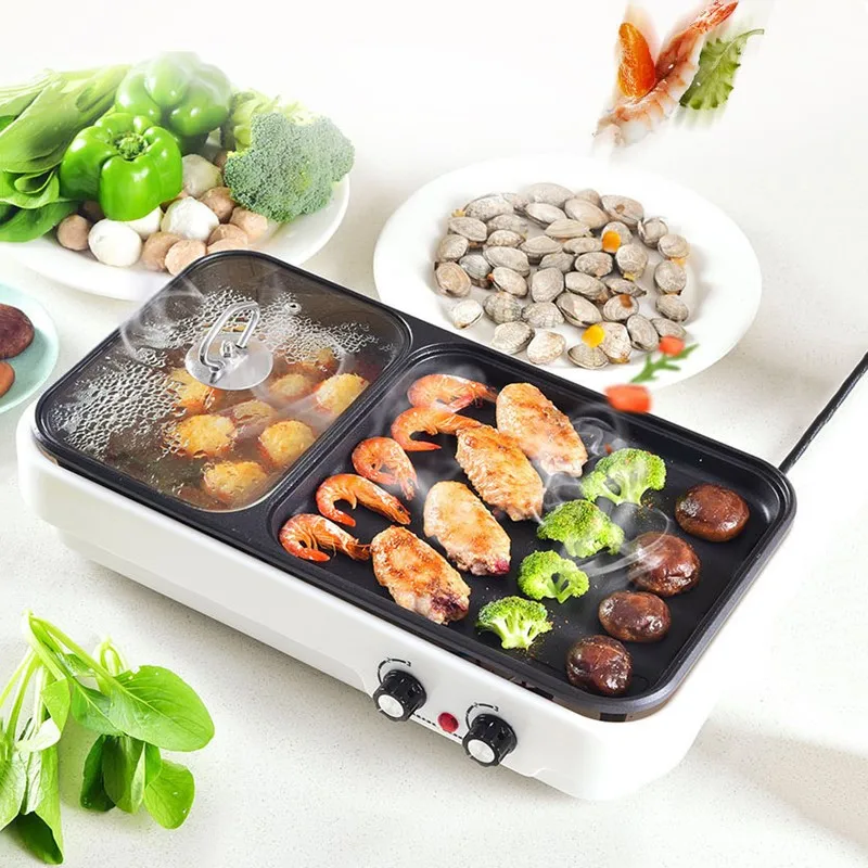 Электрические грили многофункциональный горшок для выпечки машина барбекю