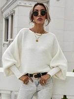 women knitted ribbed sweater autumn winter clothes casual solid color batwing sleeve sweaters loose jumper pullovers pull femme