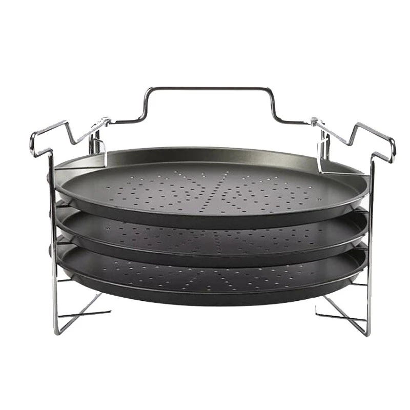 

Металлический антипригарный поднос для пиццы, поддон из углеродистой стали Для Выпечки Пиццы, 3 шт. + полка, держатель для тарелок для пиццы, ...