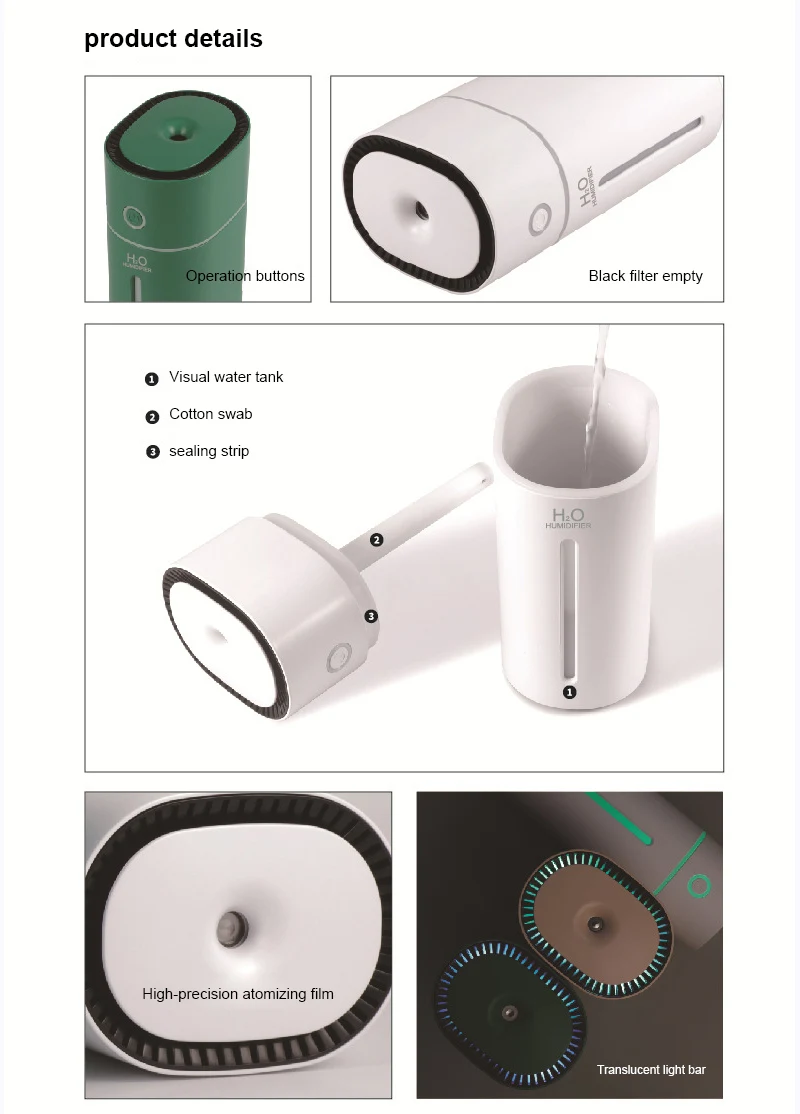 

Portable Air Humidifier USB Cool Mist Maker Purifier Car Desktop Office Small Mini Humidifier For Home Office