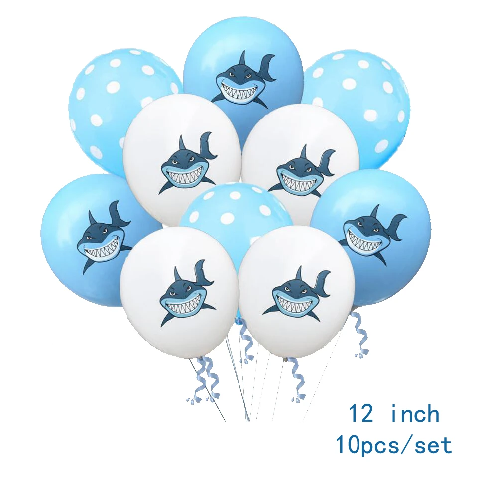 Shark Balloon-10pcs 8 шт./компл. Акула одноразовая посуда с графикой из мультиков морская животных бумажные тарелки и стаканы для дня рождения/Baby Shower украшения детский праздничный костюм поставки - Цвет: Shark Balloon-10pcs