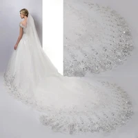 bridal veils sequined lace edge wedding veils one layer long white ivory bridal wedding veil