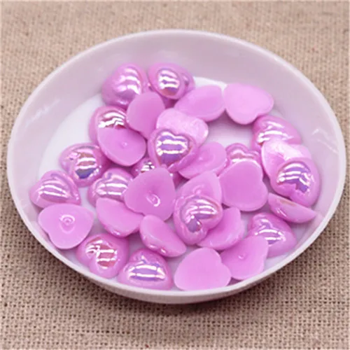 light purple AB 100 шт 10 мм Блестящий AB сердце форма из смолы ABS имитация жемчуга бусины DIY Дизайн ногтей/чехол для телефона/ювелирные изделия аксессуары - Цвет: light purple AB