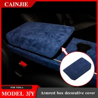 2021 new for tesla model 3 accessories armrest box decorative cover turn fur model y central control decorative cover abs 2020
