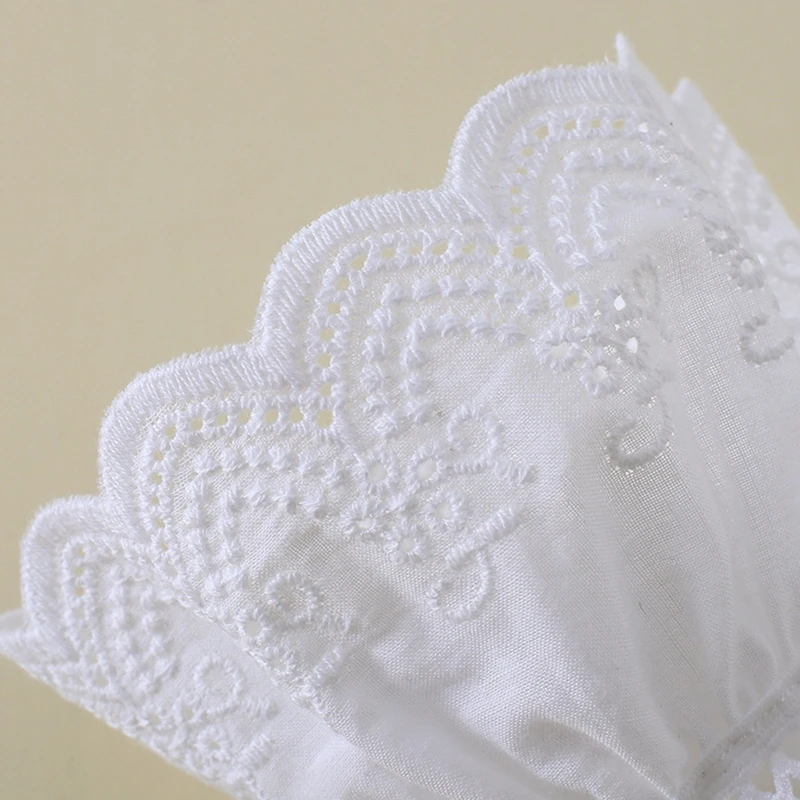 

Women Hollow Out Lace Pleated Horn Cuff Detachable Stretch Fake Sleeves Bracelet U4LE