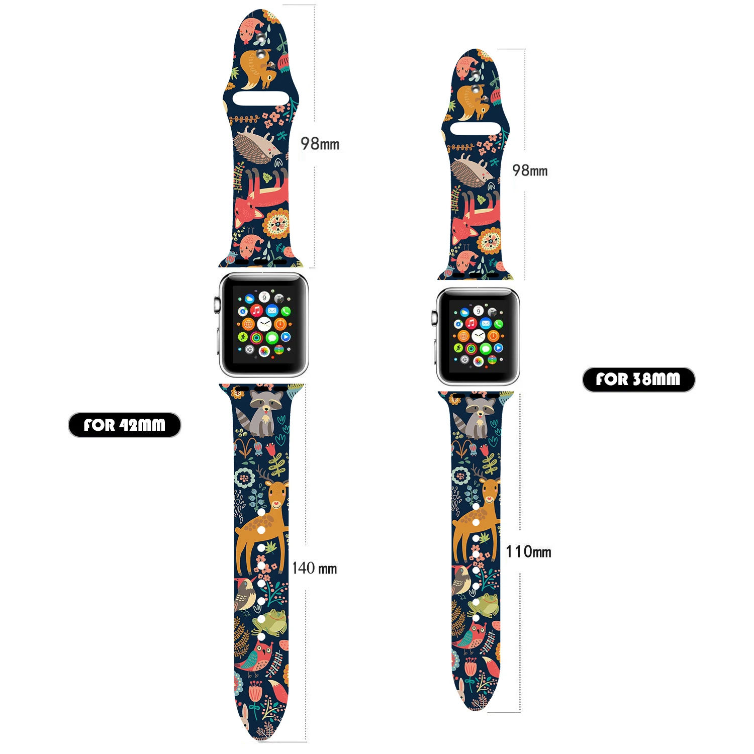 Рождественский подарок, ремешок для Apple watch 5, 4, 3, 2, 1, полосы 40 мм, 44 мм, силиконовый ремешок с цветочным принтом для iWatch Series 5, 4, 3, 2, 38 мм, 42 мм