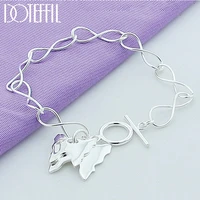 doteffil 925 sterling silver two butterflies pendant bracelet chain for woman charm wedding engagement party fashion jewelry