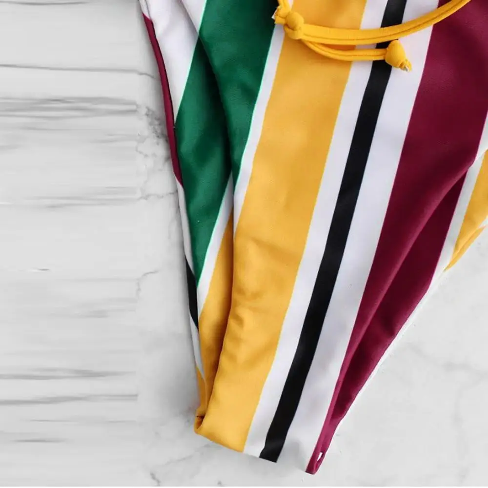 

Striped bikini push up brasiliana Bandage Women's bikini set high waist sexy swimwear women 2020 Summer Beach costume Beachwear*