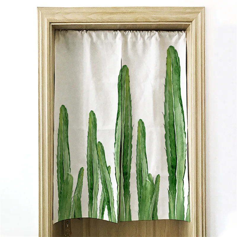 Cactus linen art curtain partition kitchen bedroom porch | Дом и сад