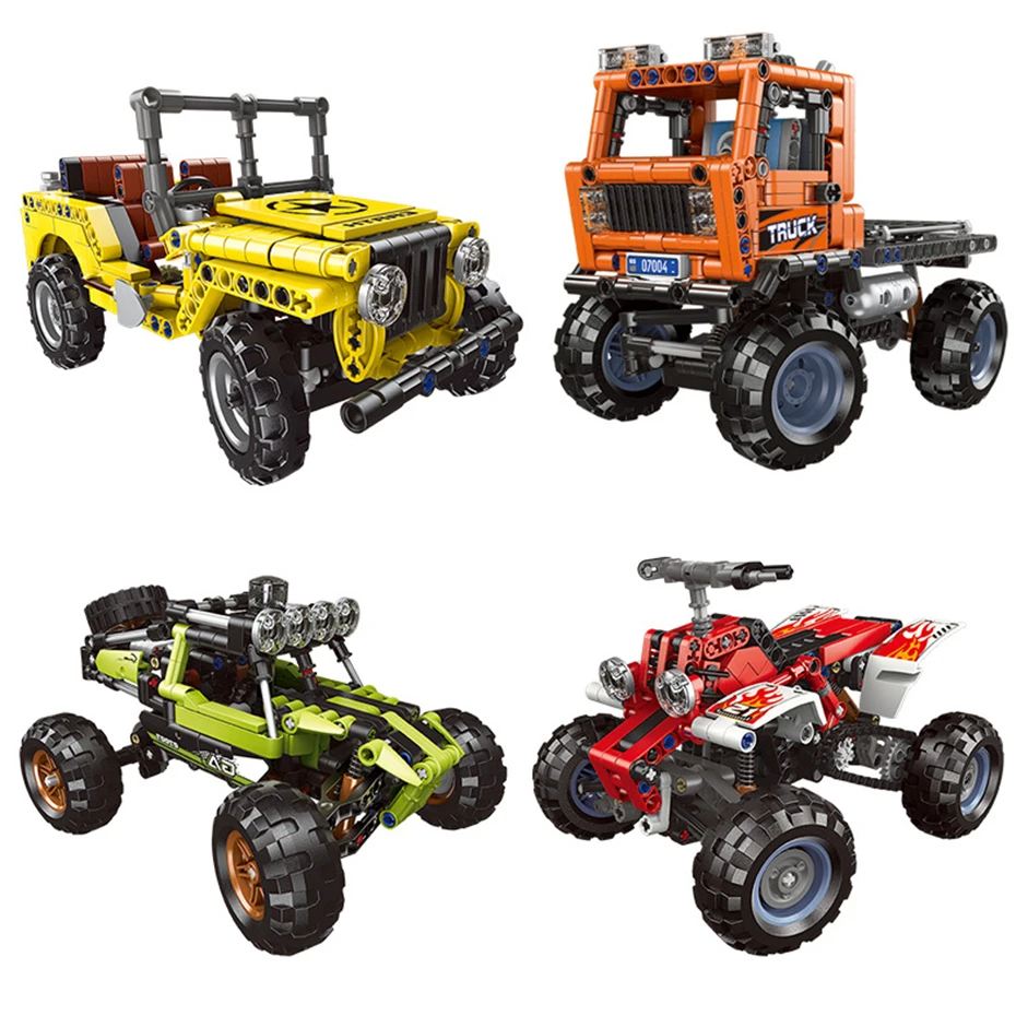 

Новинка XingBao высокотехнологичная серия автомобилей 4 стиля внедорожник скамейка мотоцикл трансформируемый трактор строительные блоки кир...