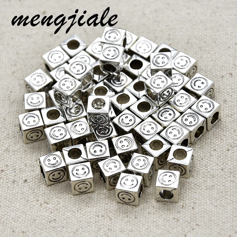 15 шт./лот посеребренные бусины в античном стиле с изображением улыбки подходят
