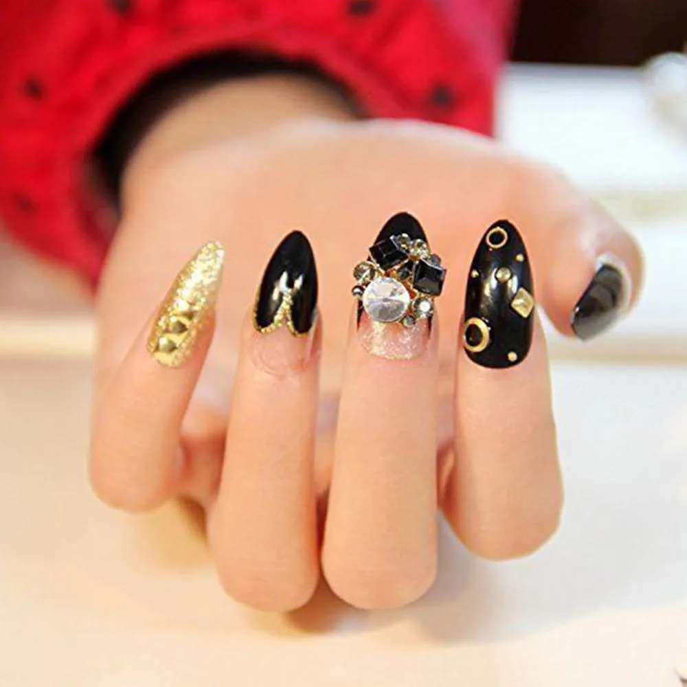 Смешанные размеры металлические заклепки камень ногтей горный хрусталь