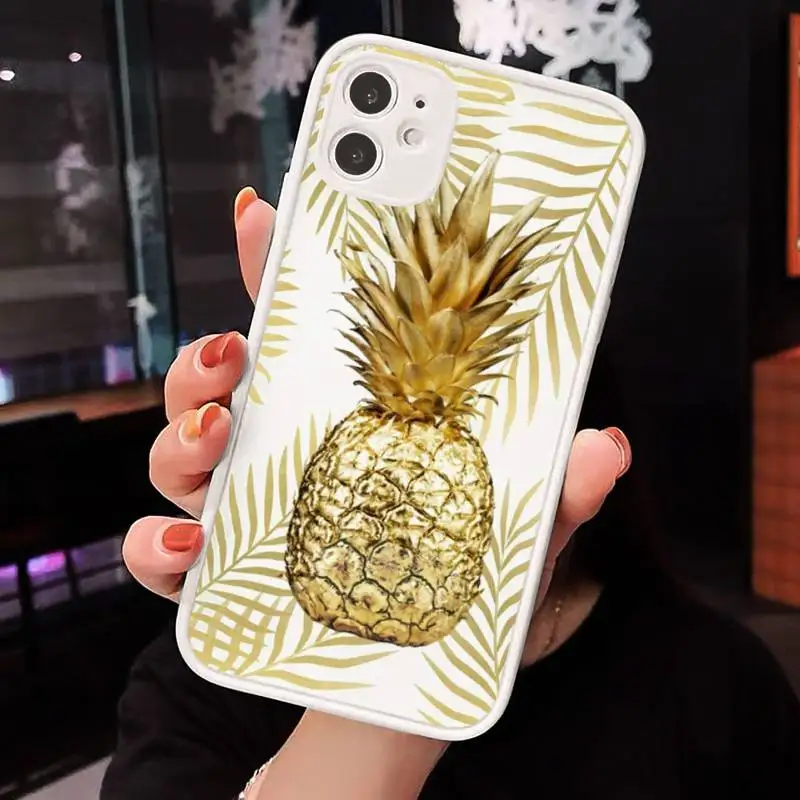 

Leaf Pineapple Phone Cases matte transparent For iphone 7 8 11 12 plus mini x xs xr pro max cover