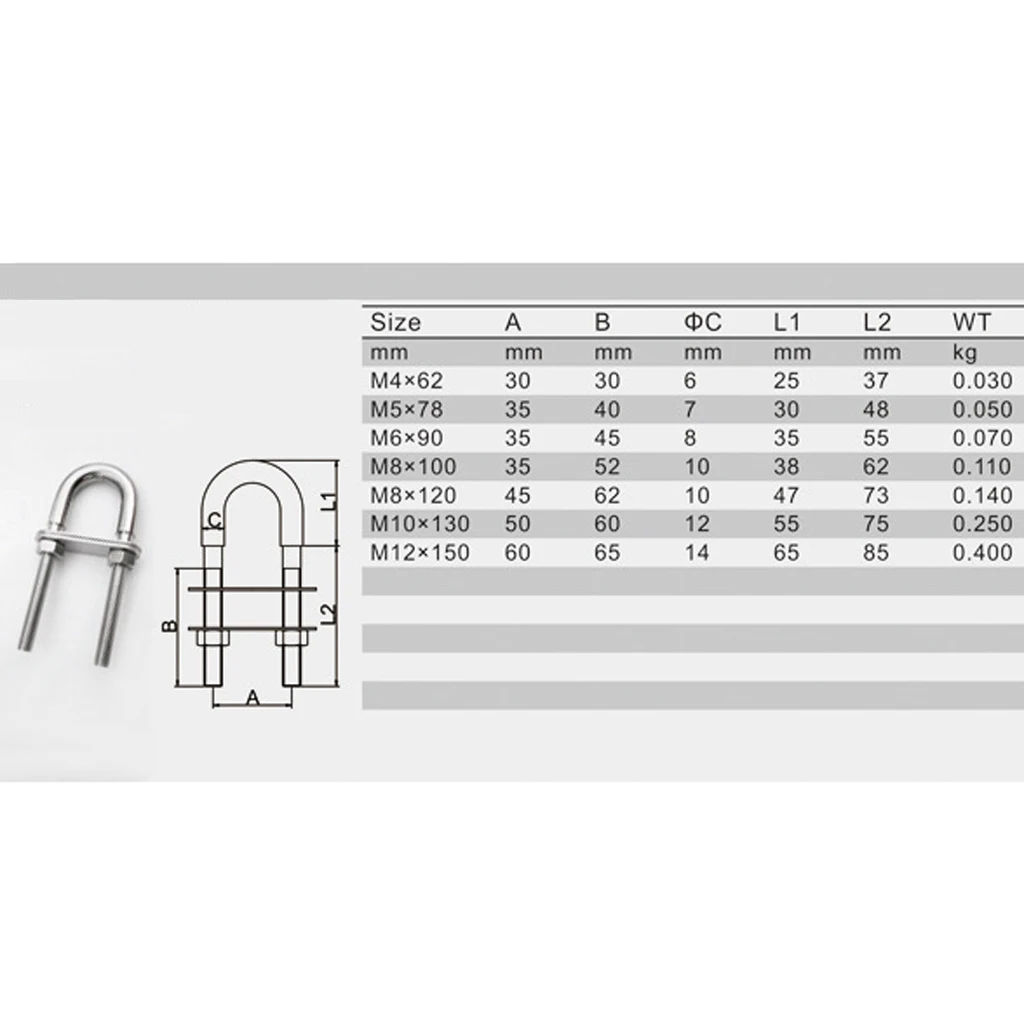 304 нержавеющая сталь морской Канат такелаж лук кормовой глаз U-образный болт