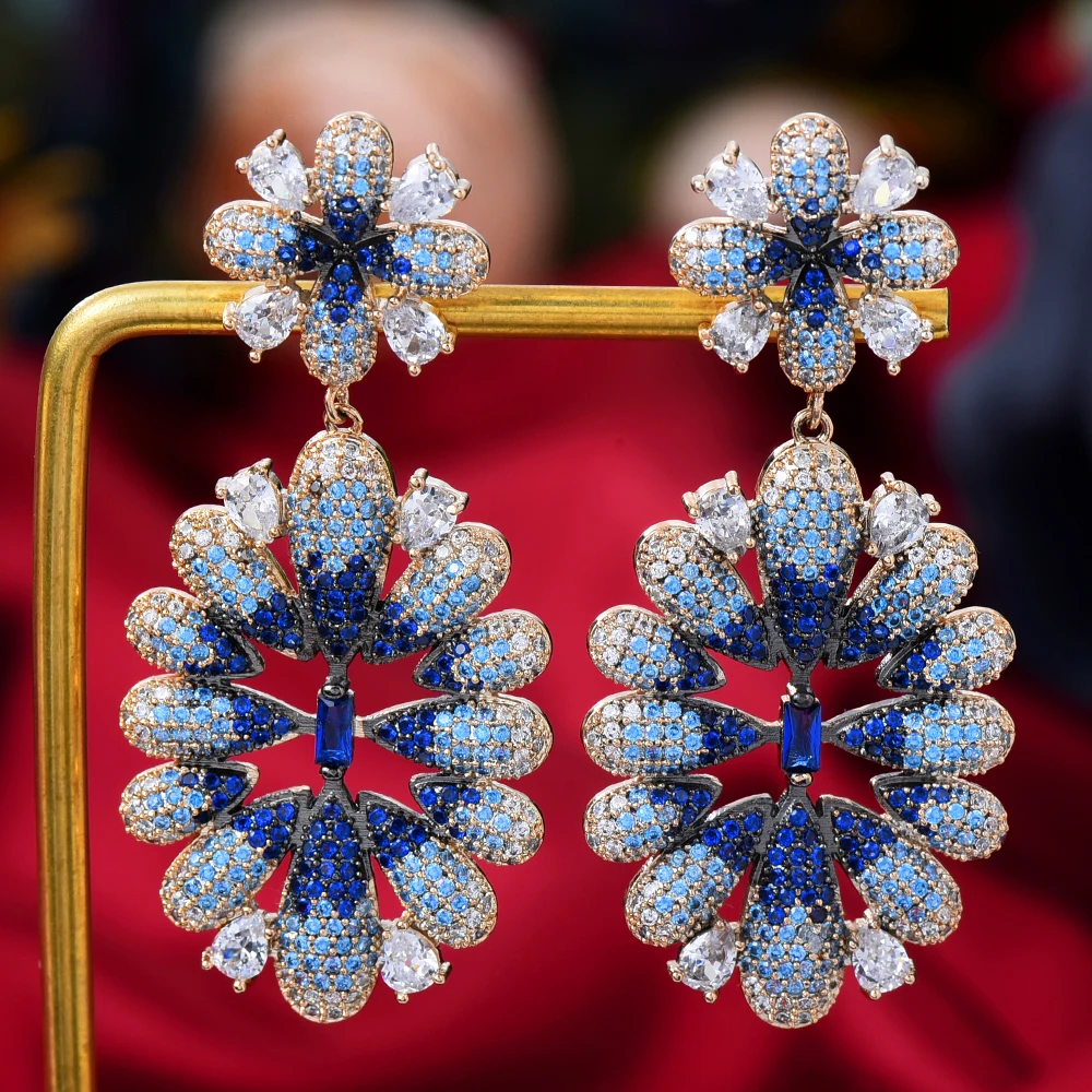 

KellyBola Luxury Gorgeous Zircon Earrings CZ Fashion Exquisite Flowers Women Engagement Wedding Accessories Jewelry 2021
