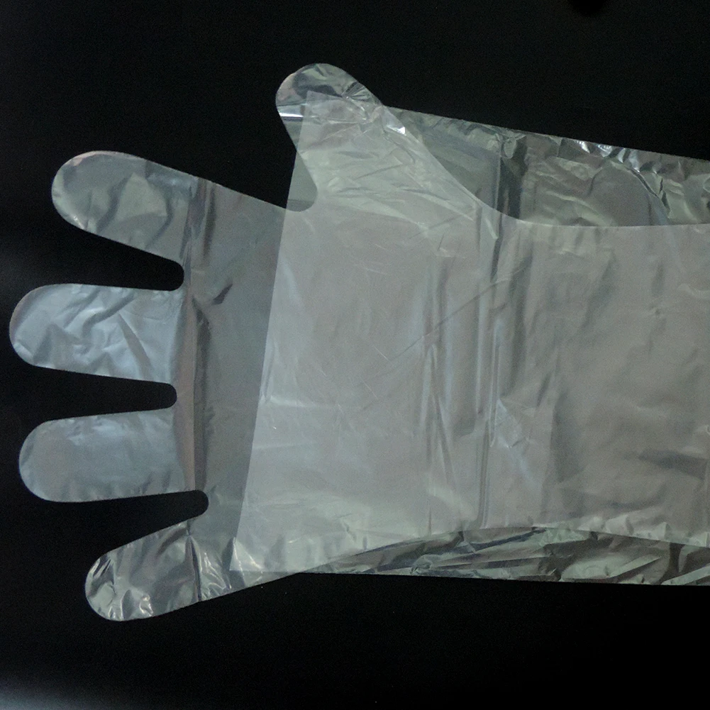 100PCS Disposable Soft Plastic Film Gloves Long Arm Veterinary Examination Glove for Farm animal Veterinary supplies