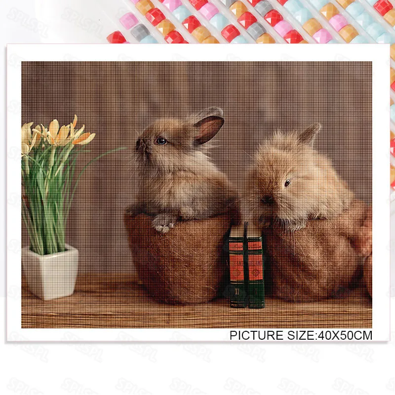 

Diy Diamond Painting Cute Animals Rabbit Bedroom Paintings Children's Room Decoration Painting Creative Decoration Painting