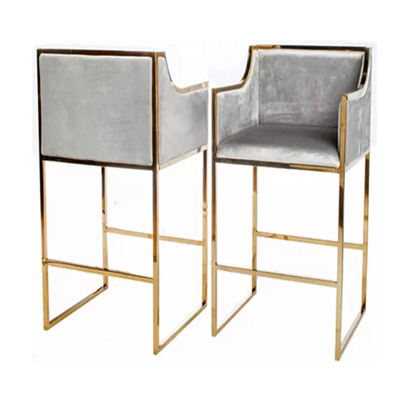 

Modern Newest High Counter Chair high end lem green velvet fabric bar chair design Bar Stool For Home Hotel Restaurant Furniture
