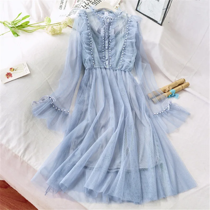 Новинка Осеннее длинное плиссированное платье из двух частей женское милое