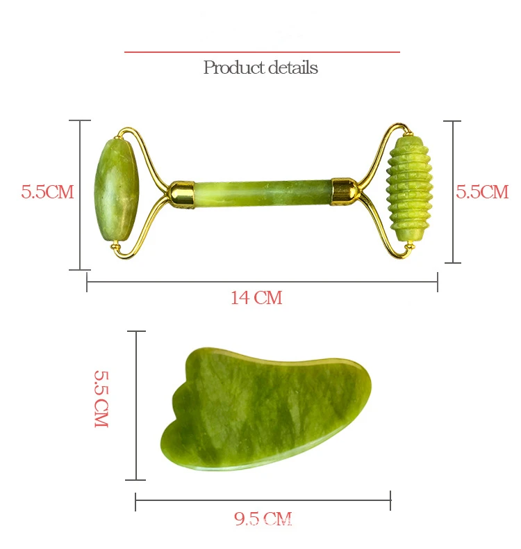 2 шт. нефрита роликовый лицевой рифленая ролика Наборы ролик кожи с гуаша