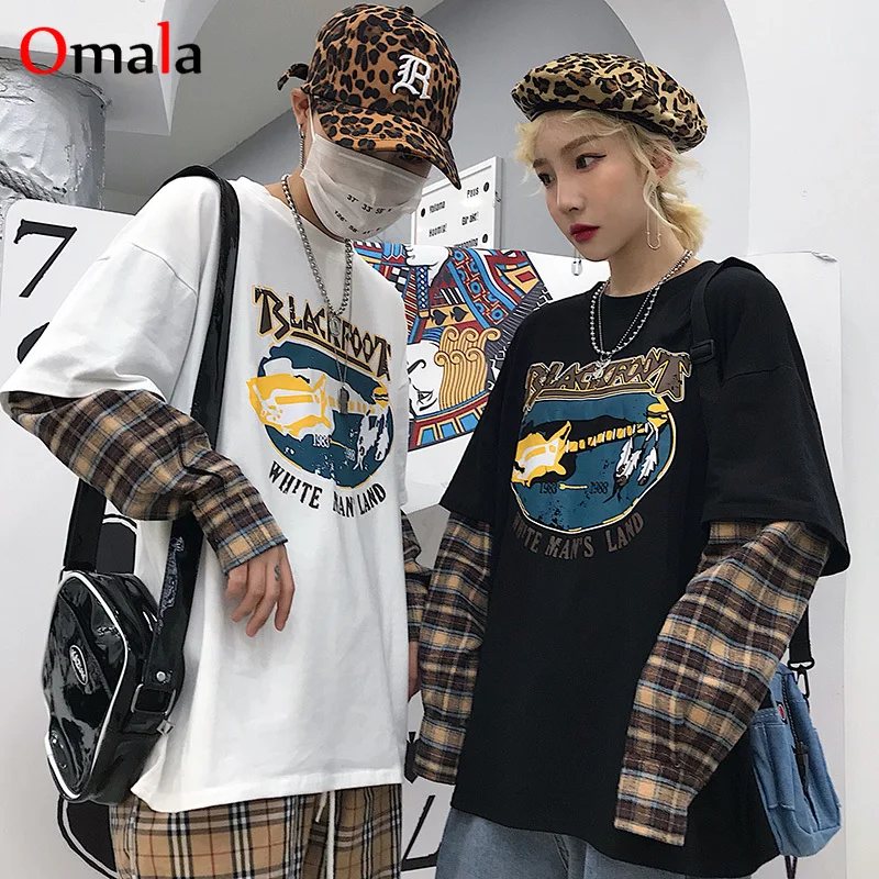 Весенние большие футболки с графическим принтом Женская Футболка harajuku длинным