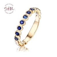 skm sapphire wedding band women bead ring matching stacking bezel jewelry anniversary promise september birthstone