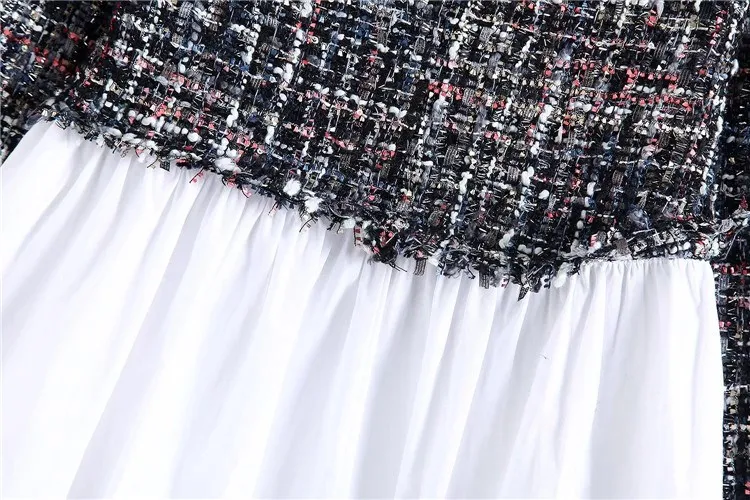 2018 женская элегантная твидовая рубашка в клетку топы с бахромой длинный рукав